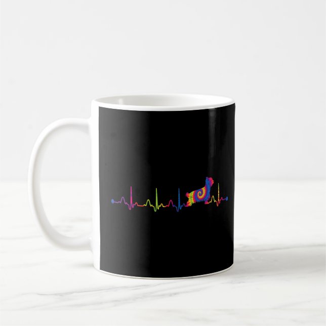 Tie Dye Colourful Yorkshire Terrier Short Cut Hear Coffee Mug (Left)