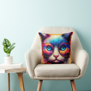 Tie Dye Colours Cat Pillow