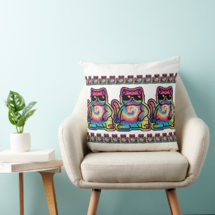 Tie-Dye Cool Cat Cushion