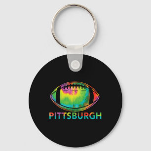 Tie Dye Cool Football Design Apparel Pittsburgh Key Ring