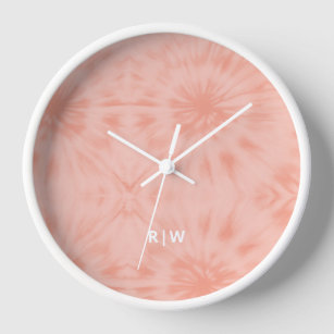 Tie Dye   Coral Pink Modern Pastel Clock