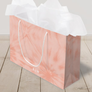 Tie Dye Coral Pink Modern Pastel Large Gift Bag