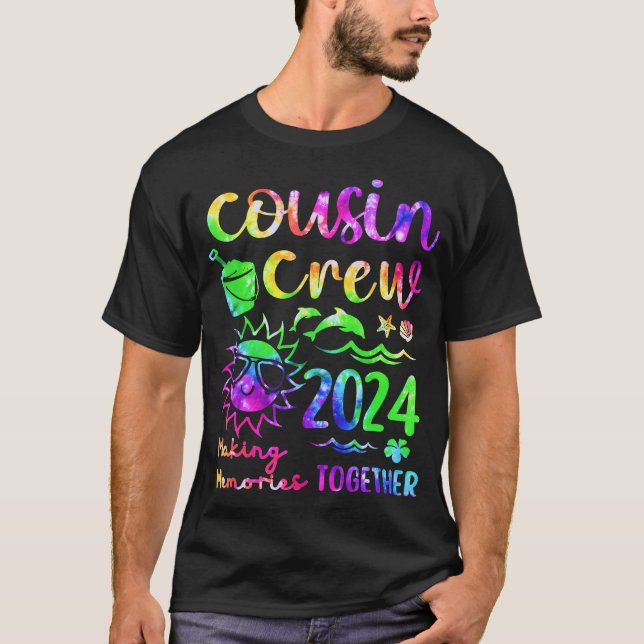 Tie Dye Cousin Crew 2024 Summer Vacation Beach Fam T-Shirt (Front)