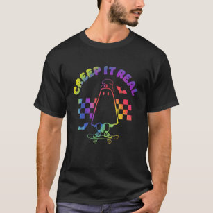 Tie Dye Creep It Real Ghost Skateboard Funny Hallo T-Shirt