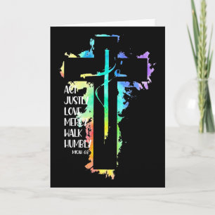 Tie Dye Cross Micah 68 Act Justly Bible Scripture Card