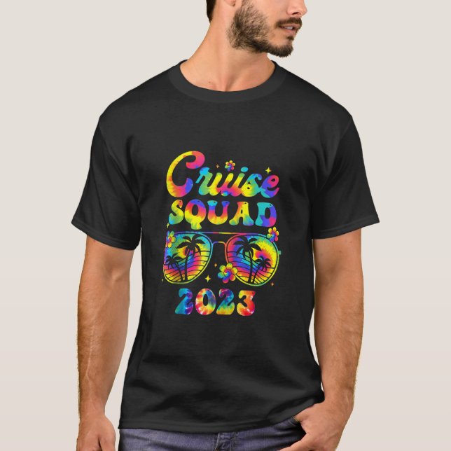 Tie Dye Cruise Squad 2023 Family Vacation Matching T-Shirt (Front)