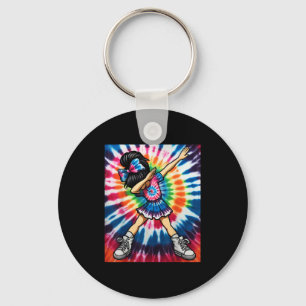Tie Dye Cute Dabbing Cheerleader Dance Cheerleadin Key Ring