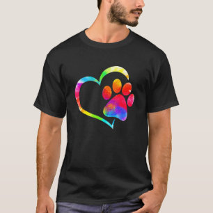 Tie Dye Cute Love Dog Paw Print Dog Cat Owner T-Shirt