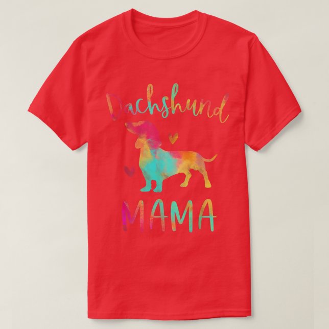 Tie Dye Dachshund Mama Mum Colourful Doie Dog Mum  T-Shirt (Design Front)