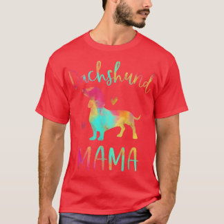 Tie Dye Dachshund Mama Mum Colourful Doie Dog Mum  T-Shirt