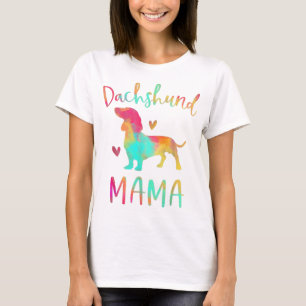 Tie Dye Dachshund Mama Mum Colourful Doxie Dog Mum T-Shirt