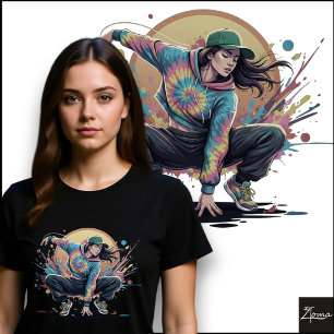Tie-Dye Dancer Crouch Pose Splatter Art Tri-Blend Shirt