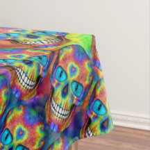 Tie Dye  Dead Zombie Skull Cotton Tablecloth