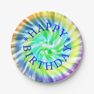 Tie Dye Design Happy Birthday Paper Plate