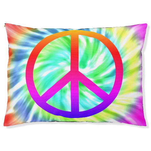 Image of Tie Dye Design Peace Sign Dog Bed