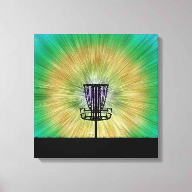 Tie Dye Disc Golf Basket Canvas Print (Front)