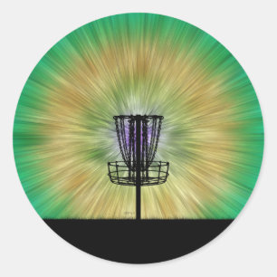Tie Dye Disc Golf Basket Classic Round Sticker