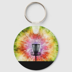 Tie Dye Disc Golf Basket Key Ring