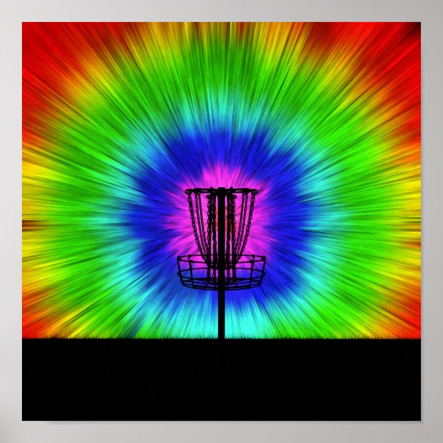 Tie Dye Disc Golf Basket Poster (Front)