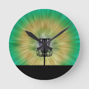 Tie Dye Disc Golf Basket Round Clock