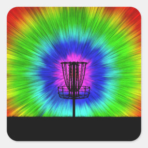 Tie Dye Disc Golf Basket Square Sticker