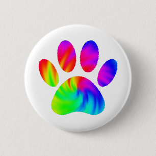 Tie Dye Dog Paw Print Graphic 6 Cm Round Badge