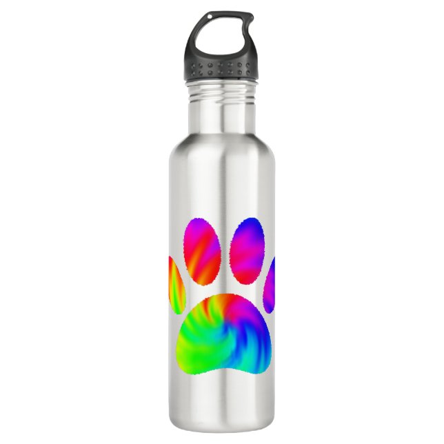 Tie Dye Dog Paw Print Graphic 710 Ml Water Bottle (Front)