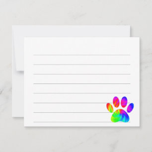 Tie Dye Dog Paw Print Graphic Lined Custom Card