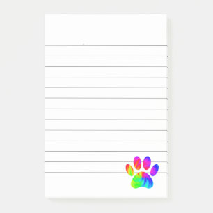 Tie Dye Dog Paw Print Graphic Lined Post-it Notes