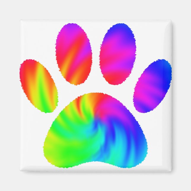 Tie Dye Dog Paw Print Graphic Magnet (Front)