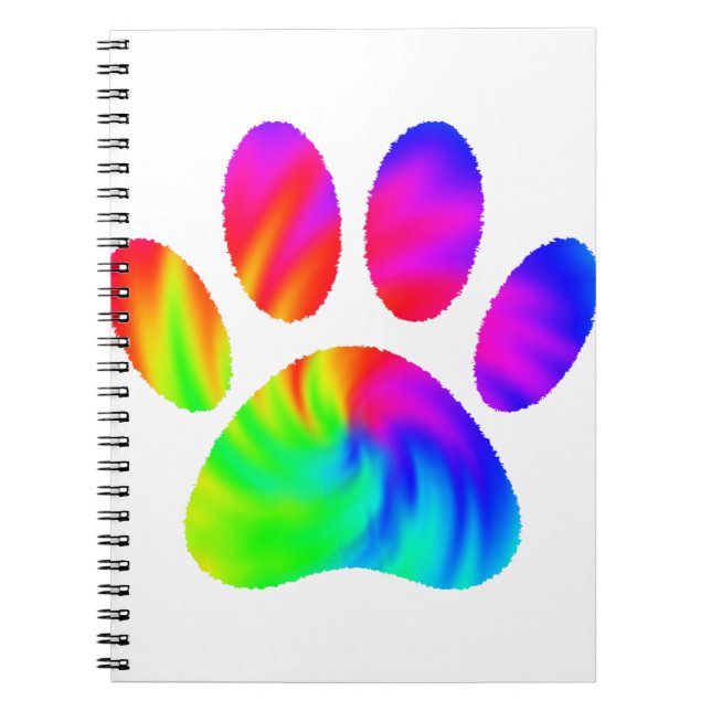 Tie Dye Dog Paw Print Graphic Notebook (Front)