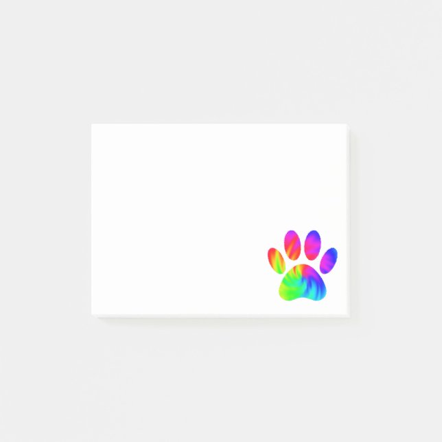 Tie Dye Dog Paw Print Graphic Post-it Notes (Front)