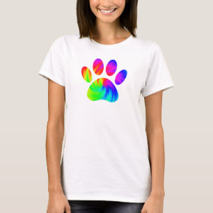 Tie Dye Dog Paw Print Graphic T-Shirt