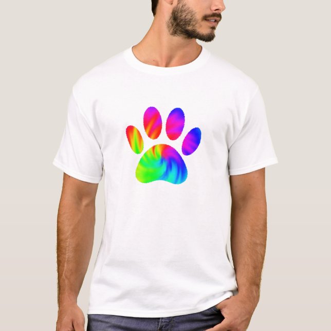 Tie Dye Dog Paw Print Graphic T-Shirt (Front)