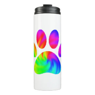 Tie Dye Dog Paw Print Graphic Thermal Tumbler