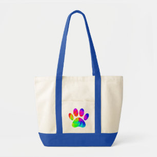 Tie Dye Dog Paw Print Graphic Tote Bag