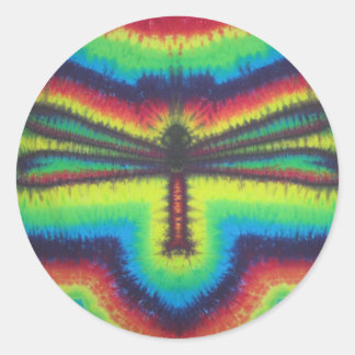 Tie dye dragon fly classic round sticker