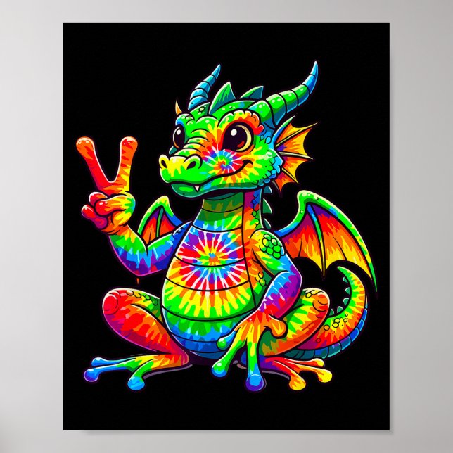 Tie-dye Dragon Peace Sign Hipe  (Front)