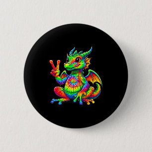 Tie-dye Dragon Peace Sign Hipe 6 Cm Round Badge