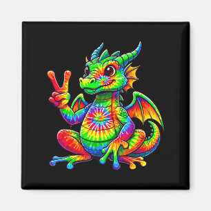 Tie-dye Dragon Peace Sign Hipe  Magnet
