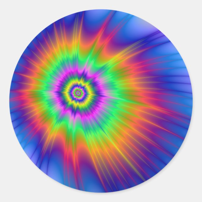 Tie Dye Fireball Classic Round Sticker (Front)
