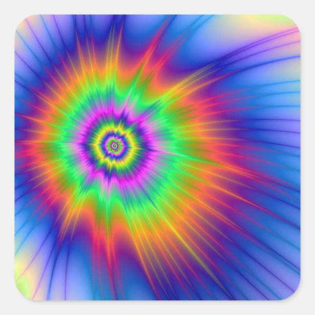 Tie Dye Fireball Square Sticker (Front)