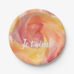 Tie-Dye Flame Red Orange Painterly Love Watercolor Paper Plate