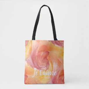 Tie-Dye Flame Red Orange Painterly Love Watercolor Tote Bag