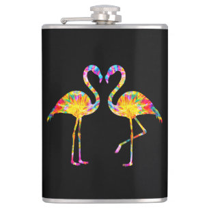 TIE DYE FLAMINGO HIP FLASK