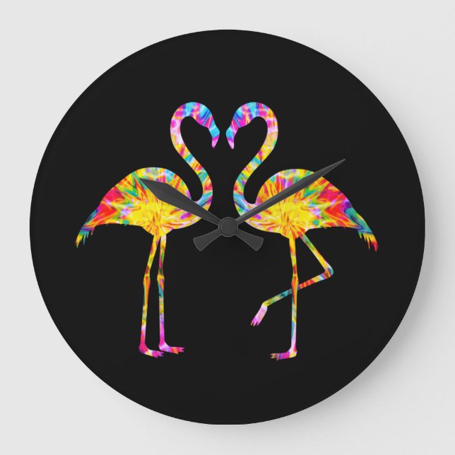 TIE DYE FLAMINGO LARGE CLOCK (Front)