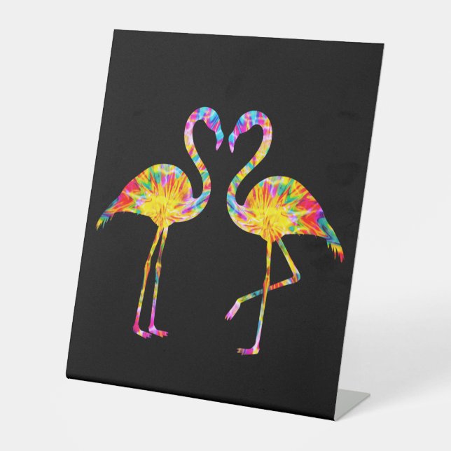 TIE DYE FLAMINGO PEDESTAL SIGN (Front)