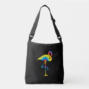 Tie Dye Flamingo Rainbow Print Bird Animal Hippie Crossbody Bag