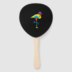 Tie Dye Flamingo Rainbow Print Bird Animal Hippie Hand Fan