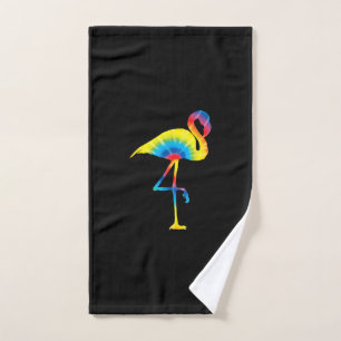 Tie Dye Flamingo Rainbow Print Bird Animal Hippie Hand Towel